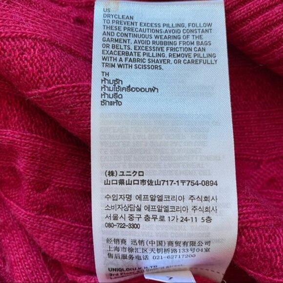 Uniqlo Red Cashmere Blend Turtleneck Cable Knit Sweater Dress Size S - Picture 8 of 9